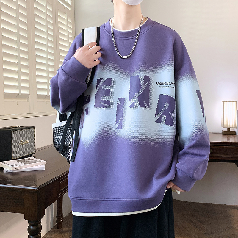 Spring and Autumn Teenager Sweat Boys Junior Senior high school Students Fashion Brand Handsome Top Clothes Big Boy Men's Long-sleeved T-shirt