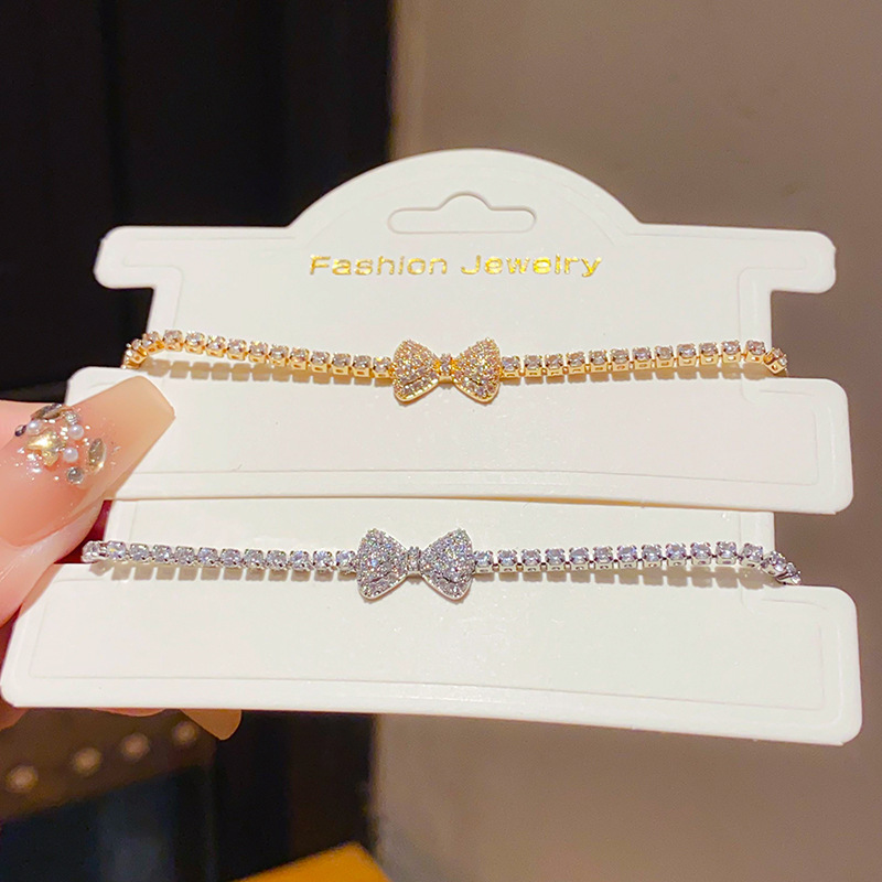Light Luxury Zircon Bow Buckle Bracelet, Retro, Exquisite, High-End, Elegant Bracelet, Personalized Niche Simple Bracelet