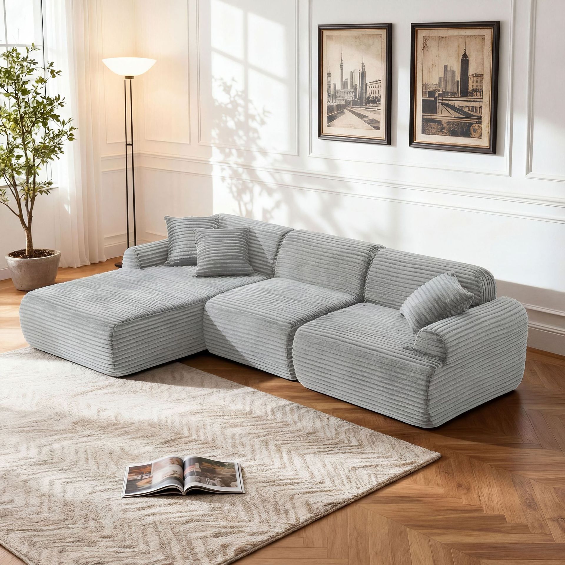 Sofá de compresión transfronterizo minimalista sin instalación de estilo moderno hogar sala de estar cómoda sala de exposiciones comercial combinación tipo L