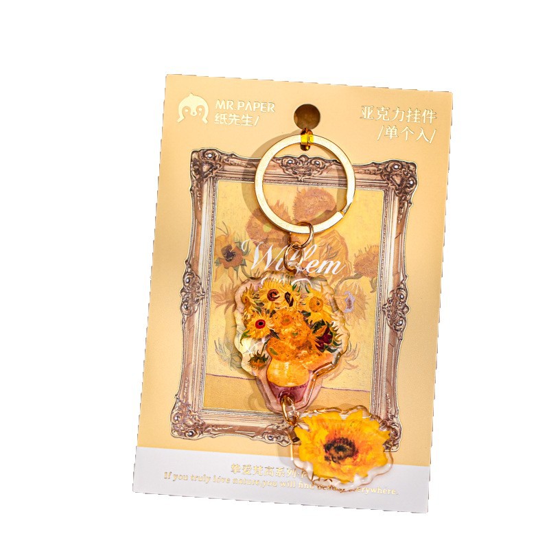 Mr. Paper Colgante de acrílico Love Van Gogh Series Colgante de decoración de mochila con llavero de todo fósforo de alto valor