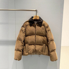 mm家25ss秋冬新款灯芯绒翻领羽绒服徽标贴布绣字母皮领羽绒服