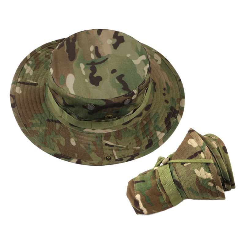 Camouflage Bennie Hat Sun Hat Summer Men's Outdoor Riding Round Rim Hat Fishing Hat Mountaineering Hat Sunscreen Hat