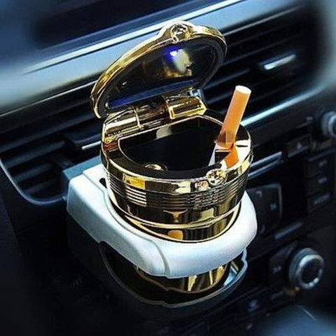 Car Door-Side Ashtray, Hanging Car Cup Holder, Multifunctional In-Car Ashtray with Led Night Light