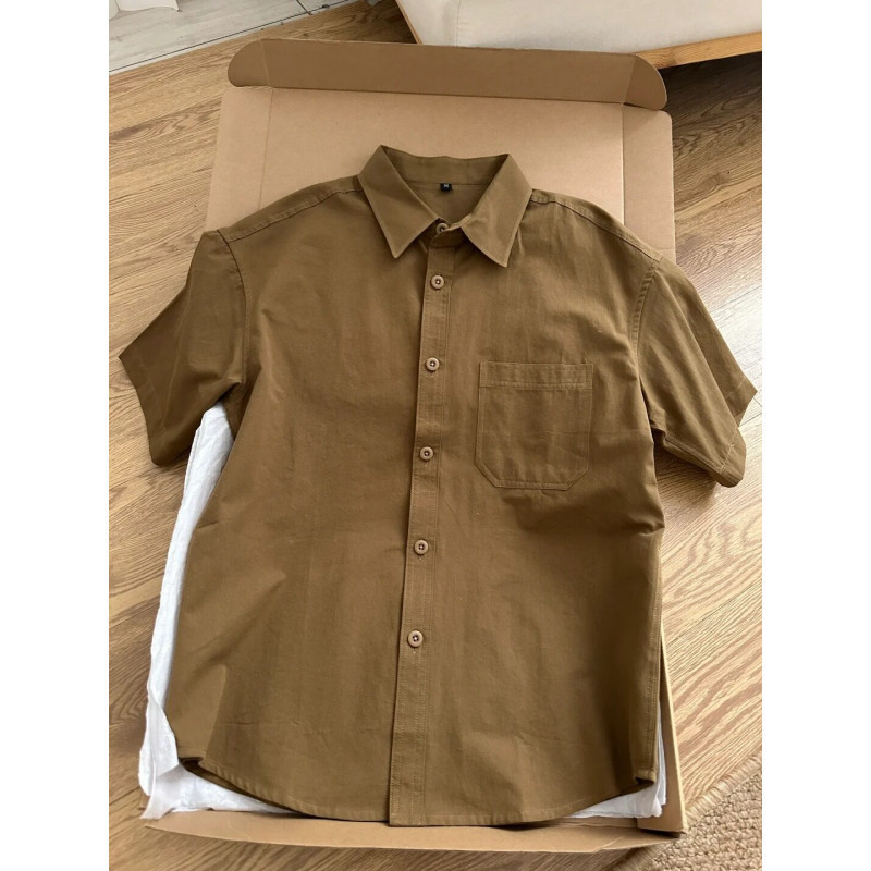 Pure Cotton Workwear Short-Sleeved Shirt for Men, Summer Youthful Style, Japanese Cityboy Casual Shirt, Couple's Top Pure Cotton Workwear Short-Sleeved Shirt for Men, Summer Youthful Style, Japanese Cityboy Casual Shirt, Couple's Top