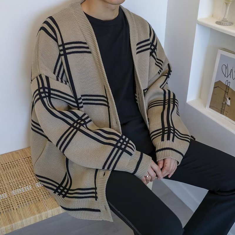 Autumn new men's cardigan sweater Korean style trendy lazy style coat loose all-match sweater trendy