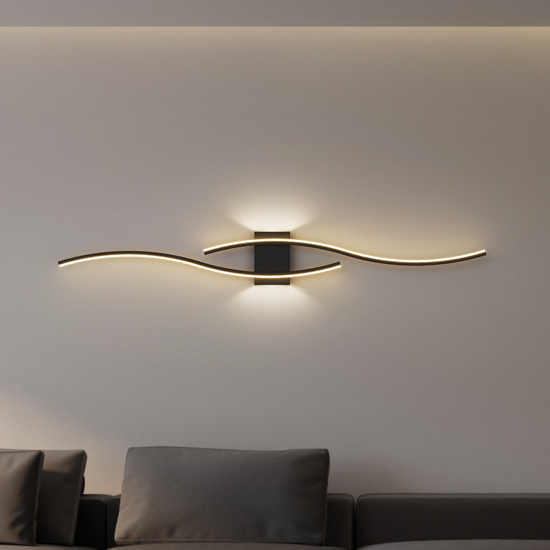lámpara de pared minimalista moderna simple larga lámpara de cama creativa estudio sala de estar TV sofá fondo lámpara de pared