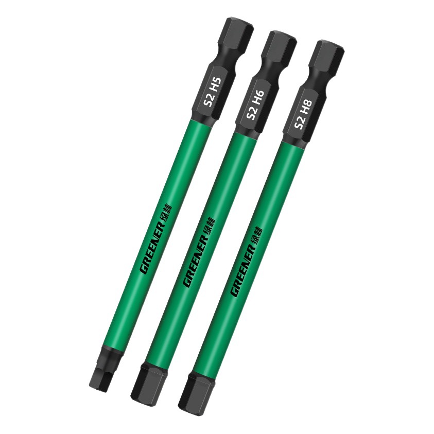 Bosque verde hexagonal destornillador Cabeza de Acero de tungsteno destornillador eléctrico de varilla destornillador eléctrico magnético fuerte mango hexagonal mano taladro traje
