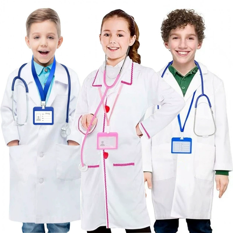 Трансграничные детские наряды Профессиональная игровая одежда Детский доктор Белое пальто Наука Белое платье Ангел Шоу Одежда