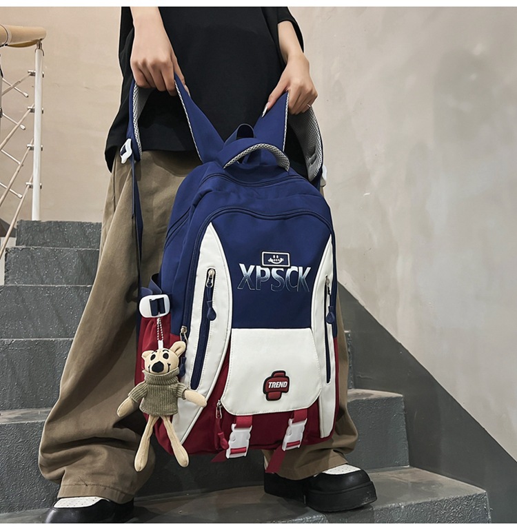 1071g Weight Polyester Lining Material Multicolor Fashion Element Zipper Closure Type Double Shoulder Straps Strap Type Functional Backpack Bags Type Casual, School Occasion Nylon Material Waterproof Function School Backpack Backpack Letter, Color Block Pattern All Seasons Season Unisex Gender Preppy Style, Streetwear Style Square Shape Unisex Nylon Letter Color Block Preppy Style Streetwear Multicolor Square Zipper Functional Backpack 17