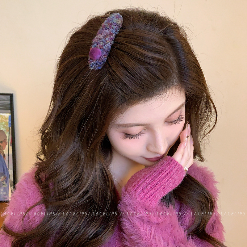彩色毛绒圆球倒插梳发夹女碎发神器刘海夹子高颅顶显脸小发头饰