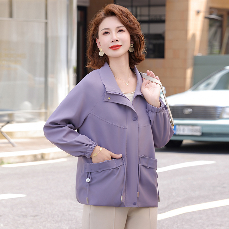 妈妈秋装2025新款时尚减龄风衣外套中老年女装50岁夹克衫短款上衣|undefined