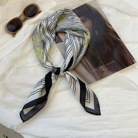 条纹丝巾方巾韩版领巾发带头巾女士装饰仿真丝夏季