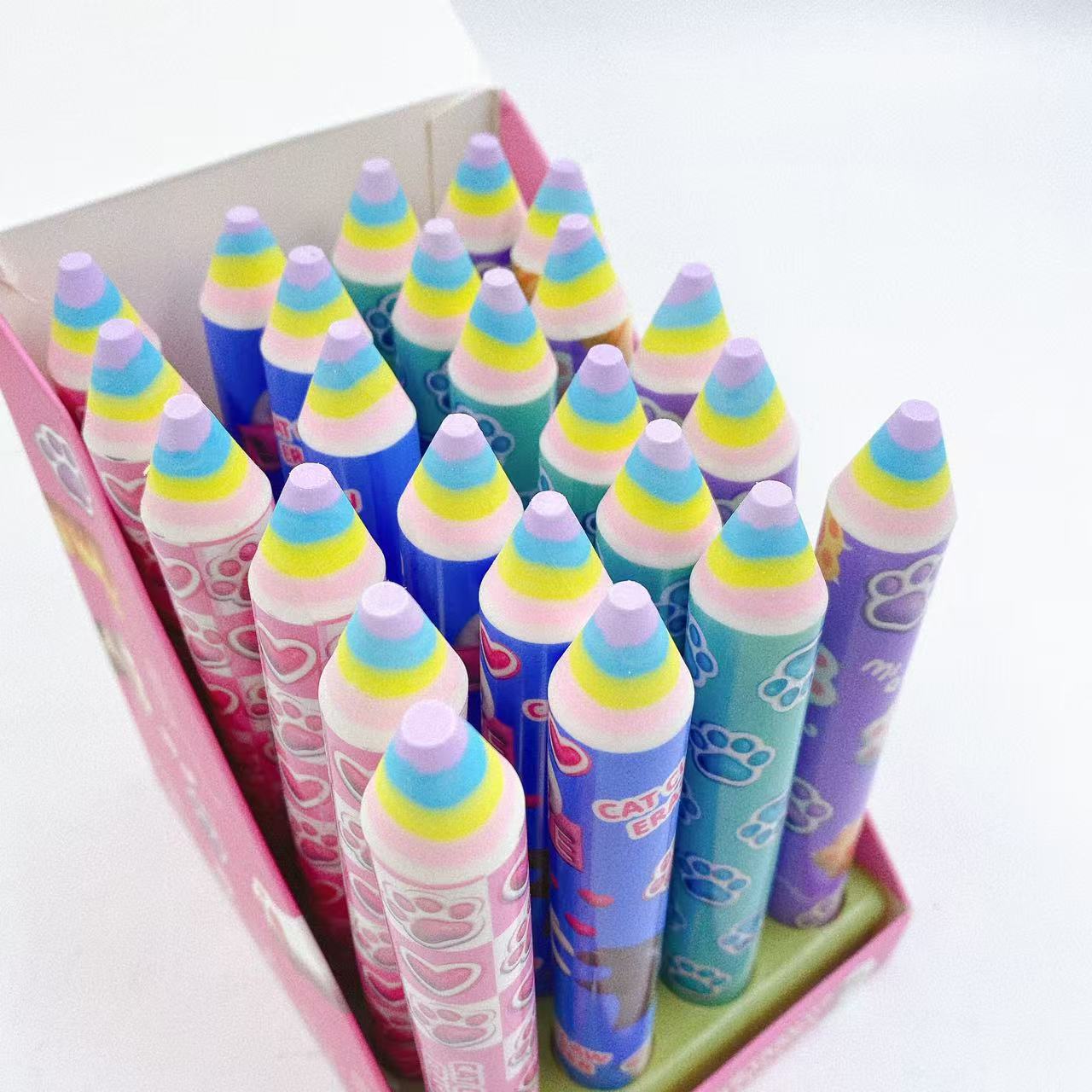 Arco iris borracha cilíndrica borracha estudiantes regalo papelería artículos de estudio lápiz colorido