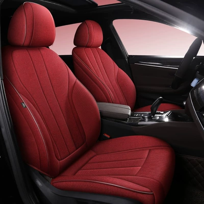 Full Coverage, Breathable, Suitable for All | Modelə uyğun (Original) oturacaq örtükləri - burgundy-standard-edition-five-seats-linen-fully-surrounded-by-front-and-rear-rows