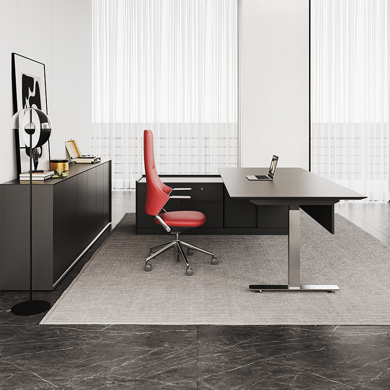 Jefe de gabinete doble elevación de motor de escritorio y silla de oficina combinación de escritorio de computadora mesa y silla fábrica de combinación de gabinete para venta directa