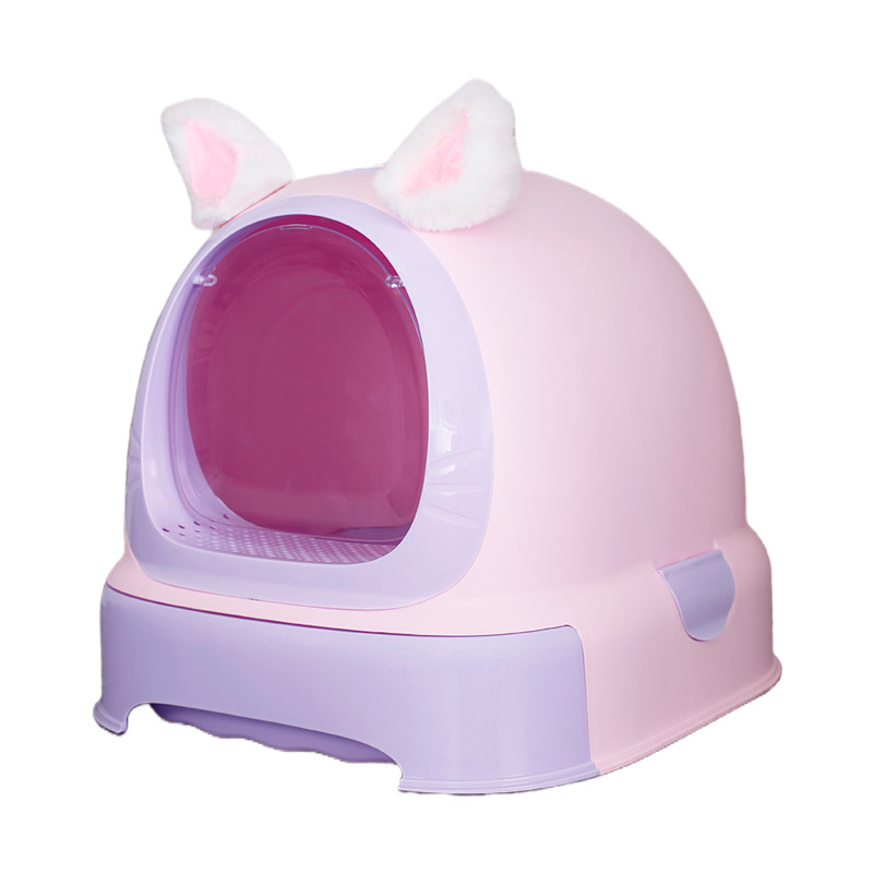 Mika gato lavabo completamente cerrado a prueba de salpicaduras cajón inodoro para gatos antiolor suministros transfronterizos al por mayor fantasía púrpura