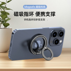 新款指环旋转磁吸手机支架桌面圆形双环懒人磁吸支架批发礼品