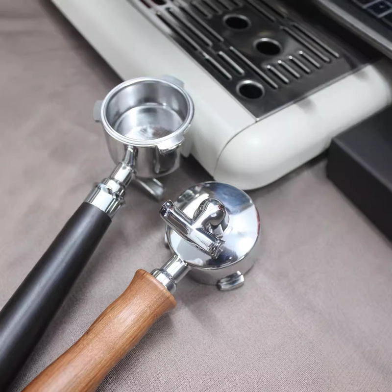 Stainless steel 304 Delong 51 three-ear bottom coffee handle wooden handle Delong three-ear series models universal