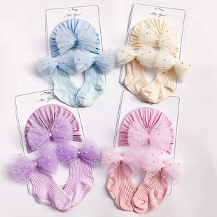 Baby hat autumn infant European and American pullover cap men and women halogen care door 0-1 years old boneless tire cap socks suit