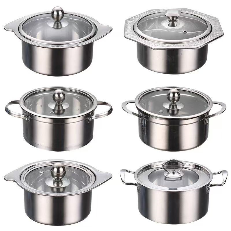 Single-Person Small Hot Pot for Commercial Use, One Person, One Pot, Extra Thick Stainless Steel Small Soup Pot, Yin-Yang Pot, Induction Cooker, Whirlwind Small Hot Pot