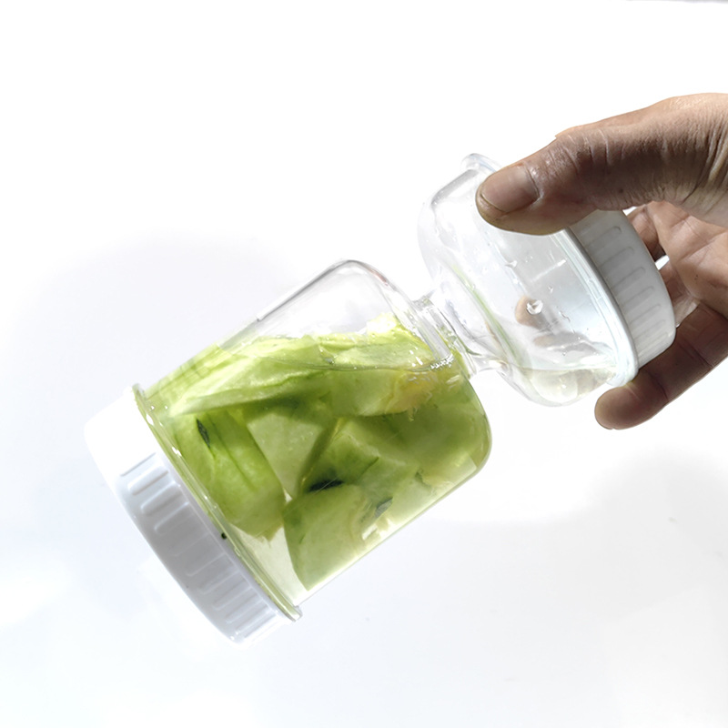 Tarro de conservas superventas transfronterizo con tenedor para separación de alimentos secos y húmedos, tarro de conservas para uso en la cocina, contenedor de almacenamiento portátil de plástico