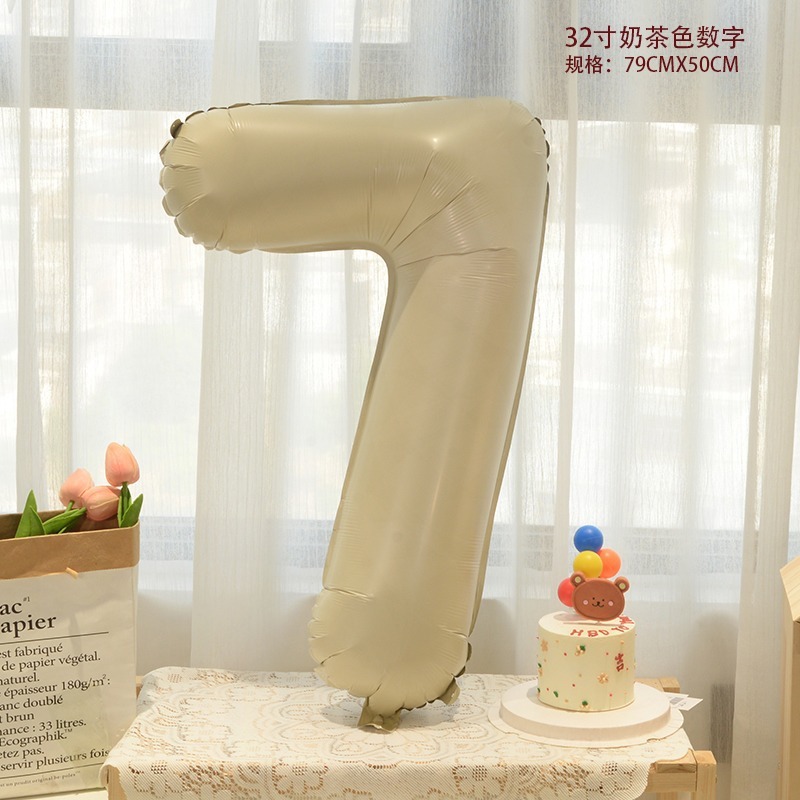 新品インスタ风32インチキャラメルクリーム色アルミ膜デジタルバルーン子供诞生日満1年パーティー装饰アレンジ|undefined