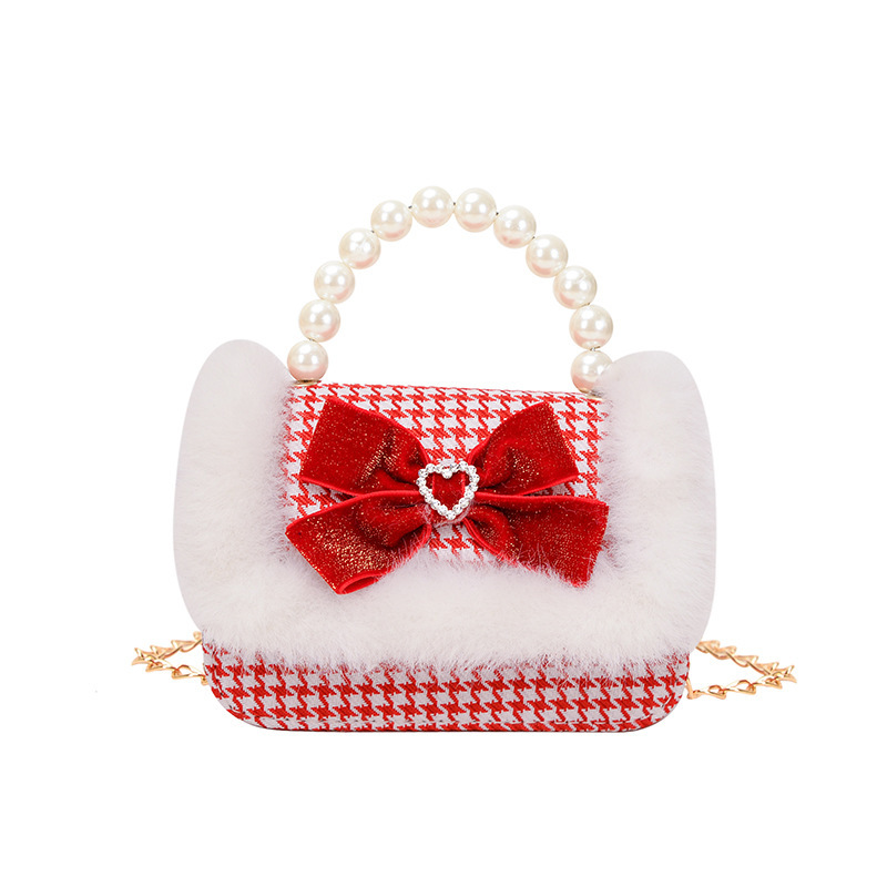 Bolsos infantiles, bolsos de arco de perlas, bolsos de mano, bolsos de Año Nuevo, bolsos de princesa de moda, bolsos de hombro