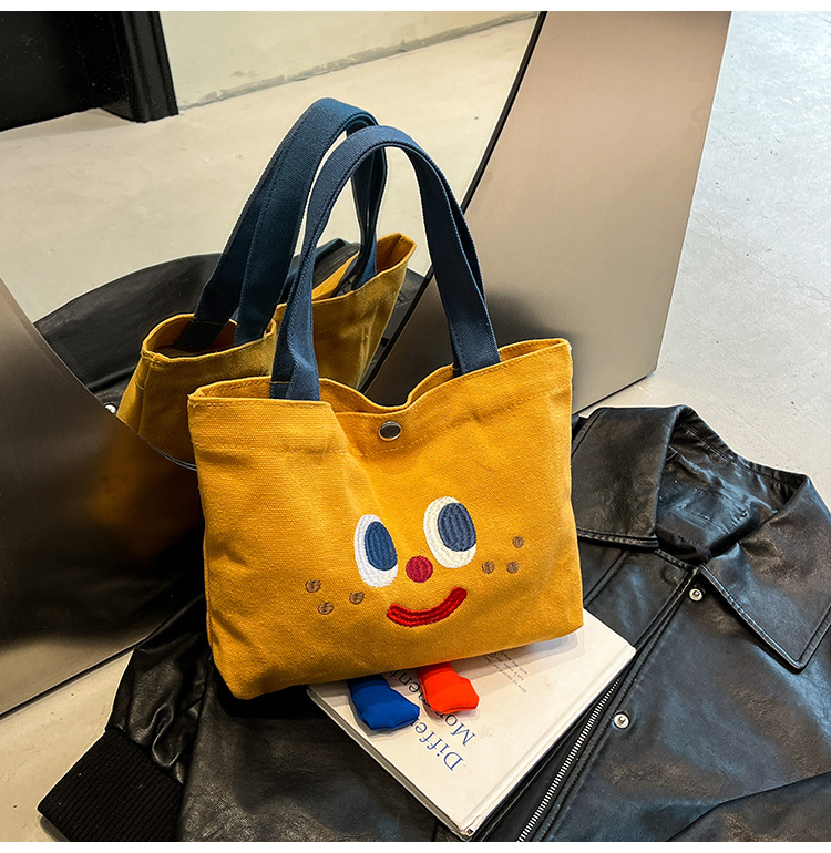 ins mini canvas bag, cute peach tote bag, Korean girl snack bento small bag canvas bag wholesale undefined