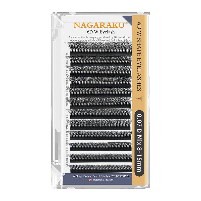 NAGARAKU w-type 6D pestañas de injerto de hierba de seis hojas actualización de raíz no dispersa suave un segundo pestañas de floración