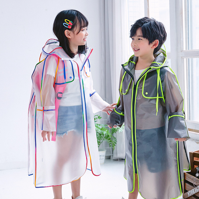 New Style Children's Transparent Raincoat with Backpack Compartment and Zipper, Full-Body Storm-Proof with Custom Hemming New Style Children's Transparent Raincoat with Backpack Compartment and Zipper, Full-Body Storm-Proof with Custom Hemming