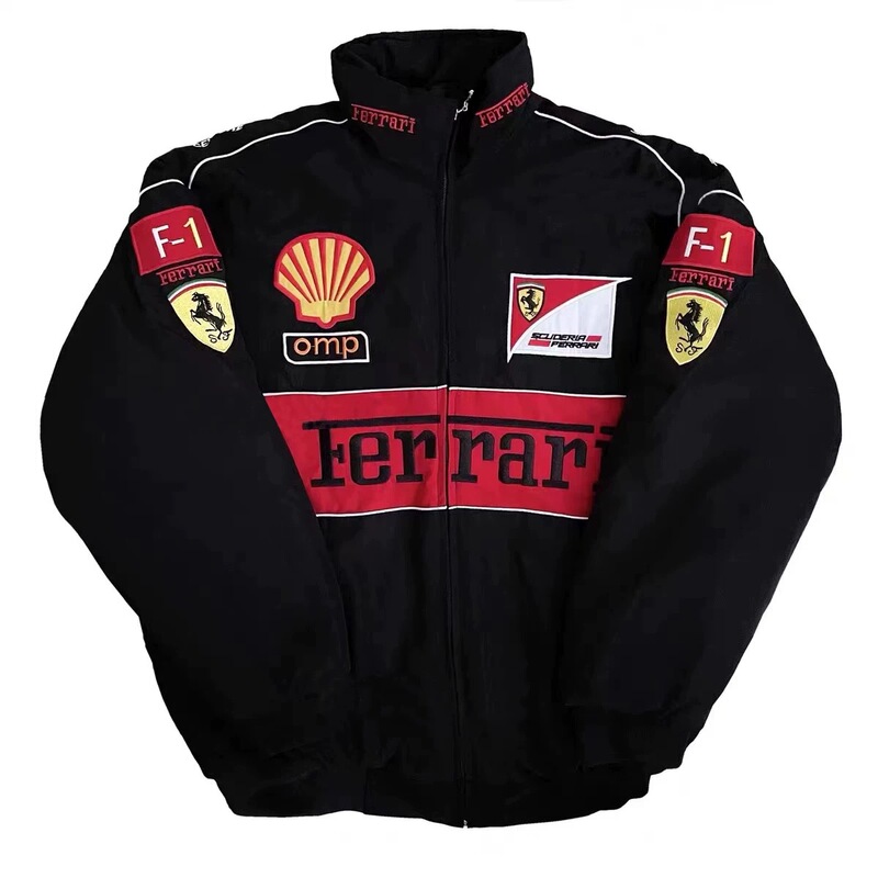 F1 Racing Suit Ferrari Embroidered Jacket Men's Motorcycle Jacket Riding Jacket Cotton Jacket Vintage Style Unisex F1 Racing Suit Ferrari Embroidered Jacket Men's Motorcycle Jacket Riding Jacket Cotton Jacket Vintage Style Unisex