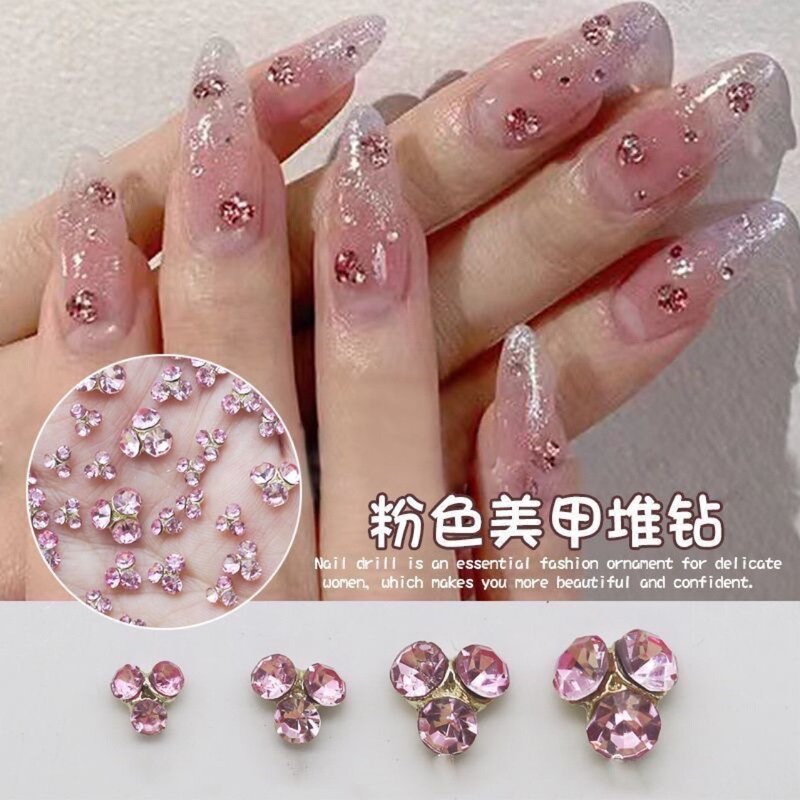 Pink pile drill finished pile drill net red explosion super flash mini rhinestone diamond ball jewelry nail diamond pile drill