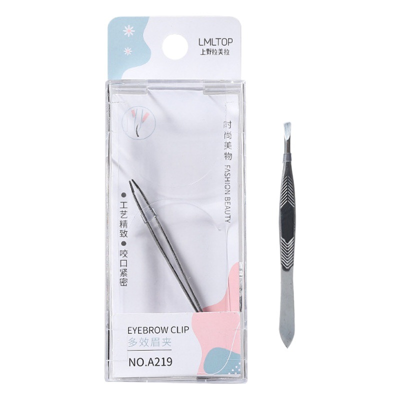 LMLTOP stainless steel beveled eyebrow clip single boxed eyebrow clip tweezers eyebrow trimming tool A219
