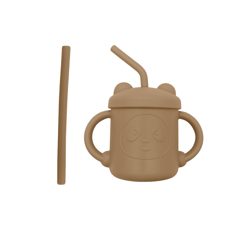 Taza de paja para niños taza de silicona taza de agua de Panda