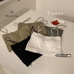 1803#無縫吊帶背心女夏季基礎款外穿打底防走光短款無袖裹胸上衣