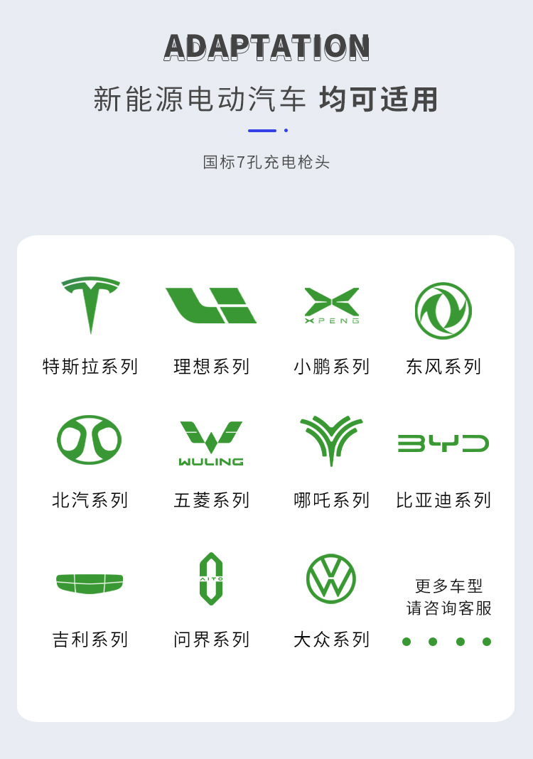 US Standard Type 1 Charging Station for New Energy Vehicles, 7KW Home AC Charger, Tesla European Standard Fast Charging Commercial Charging Station