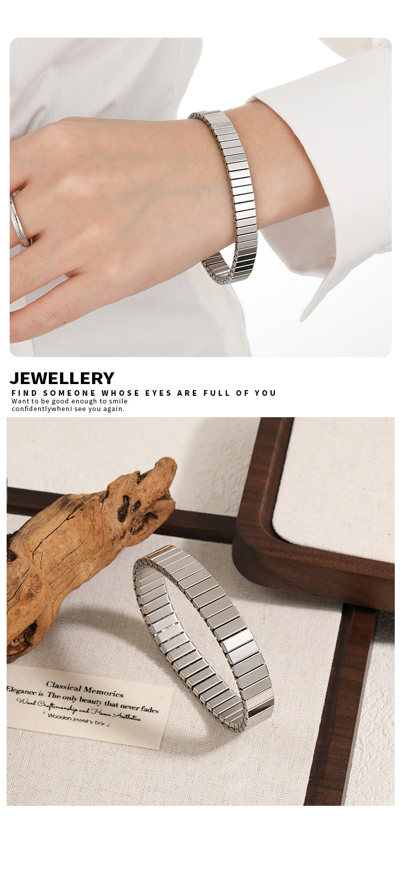 Retro Estilo Clásico Color Sólido Acero Titanio Pulsera Al Mayoreo display picture 11