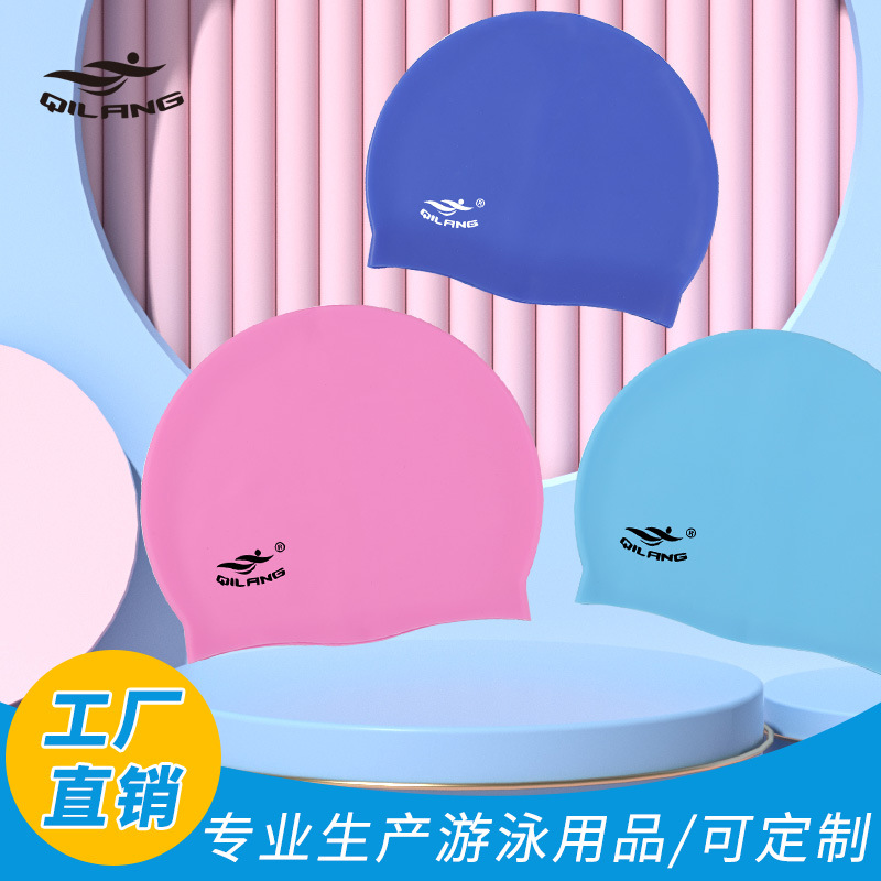 Sombrero de baño para mujeres impermeable protector de orejas no estrangulación profesional hombre cabello largo adulto logotipo de silicona personalizado sombrero de baño para niños