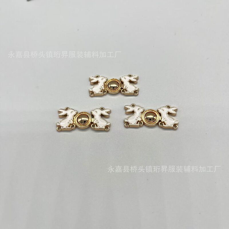 Rabbit New Chinese Style Women's Clothing Metal Plate Buckle Chinese Style Elements Ruyi Chinese Cheongsam Ancient Costume Double Buckle