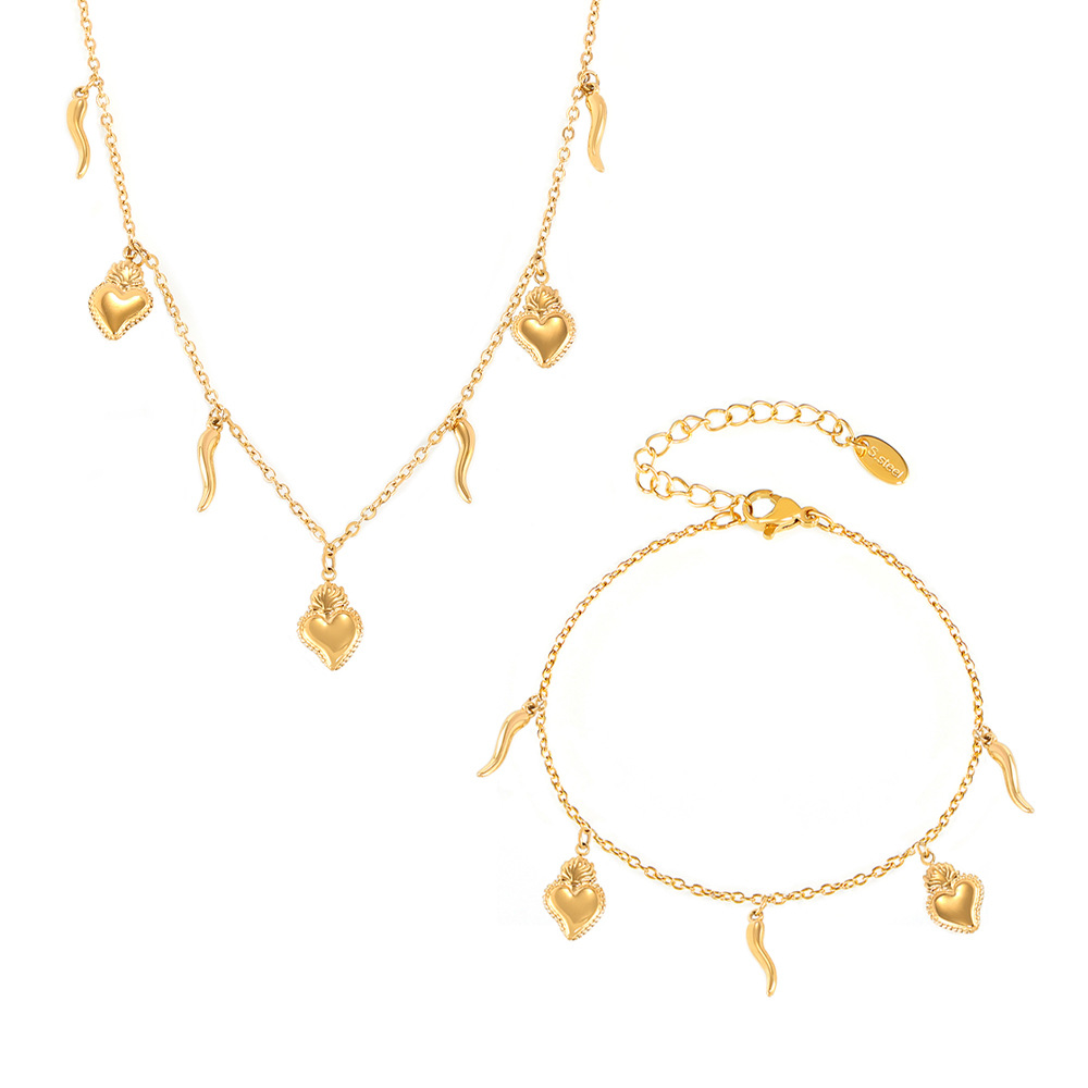 Square Sugar Jewelry Stainless Steel Multi Accessory DIY Necklace Bracelet Set Stainless Steel Does Not Fade_voghion.com