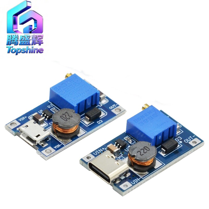 2A boost board DC-DC boost module, wide voltage input 2/24V, adjustable to 5/9/12/28V, MT3608