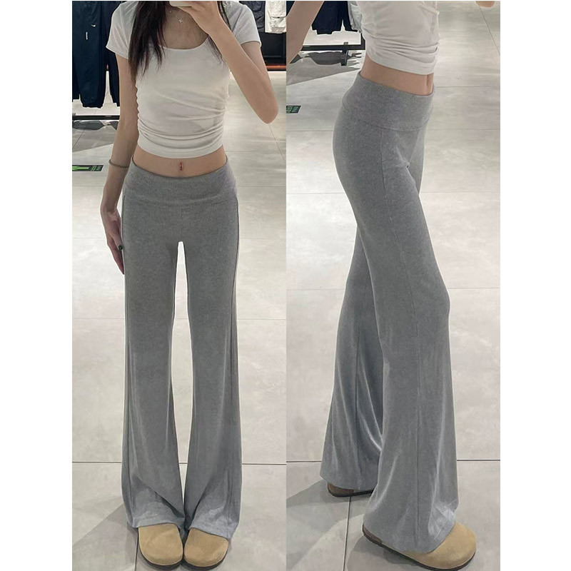 Gray Sports Flared Pants for Women, Spring/Summer/Autumn 2026 New American Style, Trendy and Slimming Lulu Yoga Bell-Bottom Pants