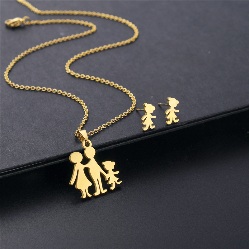 New Family Members Gold Plated Drip Oil Stainless Steel Set Wholesale