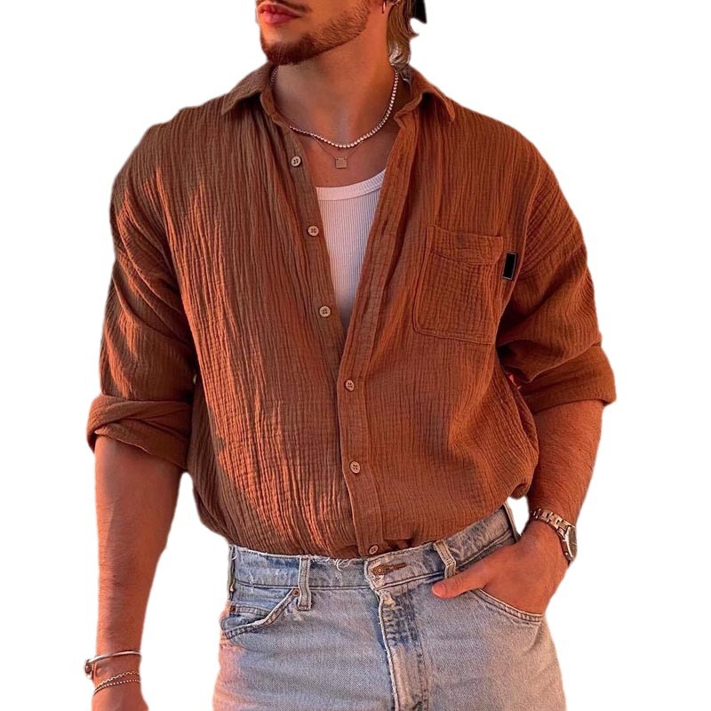 Men's Solid Color European And American Shirt