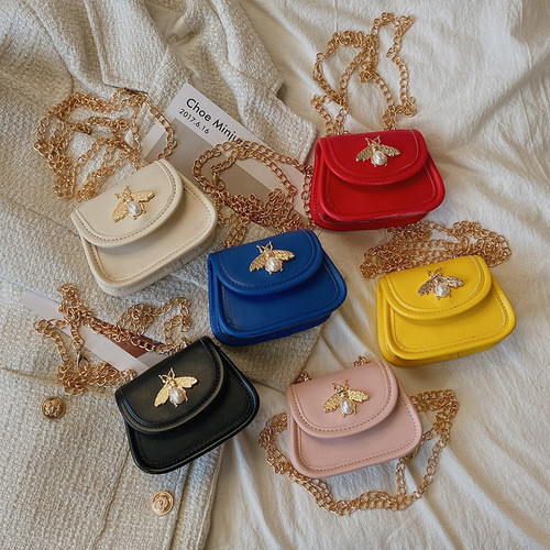 Little Bee Women's Bag 2024 Spring New Mini Saddle Bag Cute Little Girl Crossbody Bag Parent-Child Bag Lipstick Bag