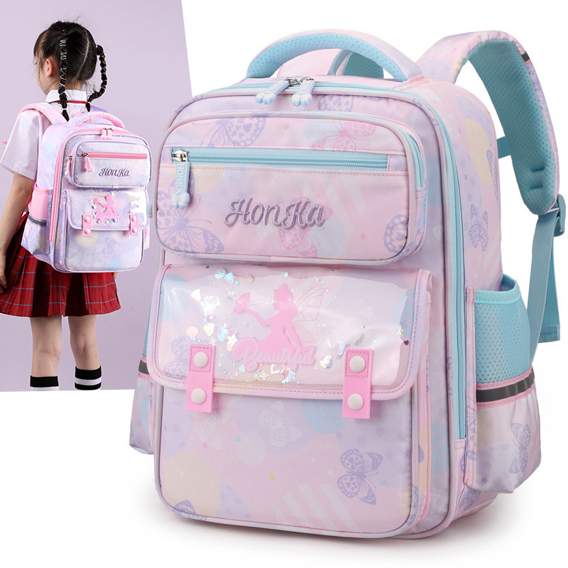 High-quality, stylish children's backpacks for elementary school girls in grades 1-6. Shaped design, lightweight, spine-protecting, large capacity, 3D double-shoulder design.