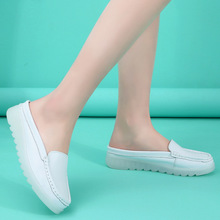 工厂代发护士鞋女软底2021春秋季新款韩版白色平底坡跟休闲单鞋女