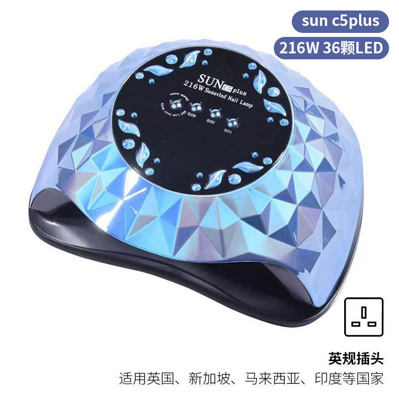 Lámpara de uñas de alta potencia de 256W con mango para principiantes, lámpara de curado de gel para esmalte de uñas, lámpara de fototerapia de secado rápido con colores deslumbrantes para uso transfronterizo.
