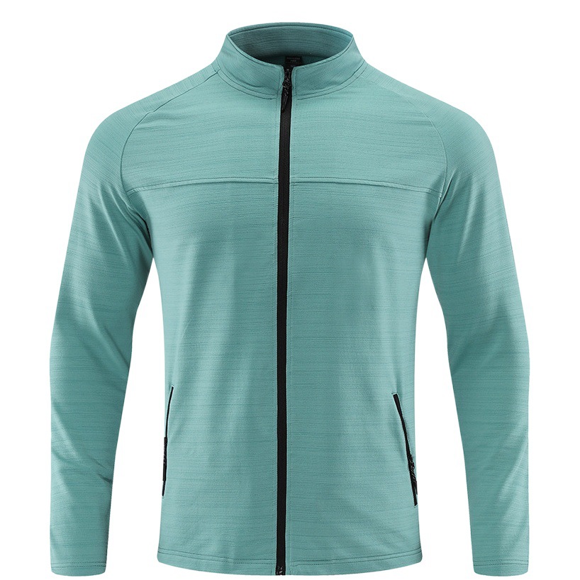 Autumn Outdoor Long Sleeve Collar Jacket Sports Fitness Running Elastic Breathable Quick-drying Cardigan Jacket Top Men