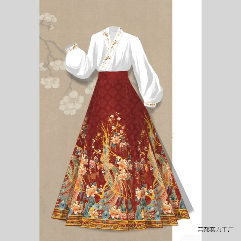 Юбка Ma face для женщин, новый комплект Hanfu в китайском стиле для взрослых, новинка 2025 года, парчовая юбка Ma face династии Мин Yun Hao